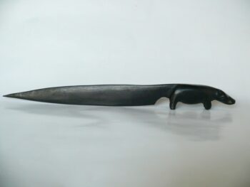 konžský přírodní suvenýr - dřevěný dopisní nůž s rukojetí ve tvaru hrocha