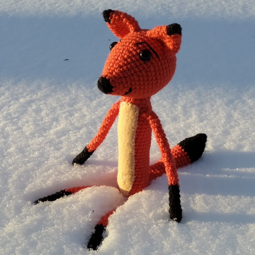Háčkovaná liška ve sněhu